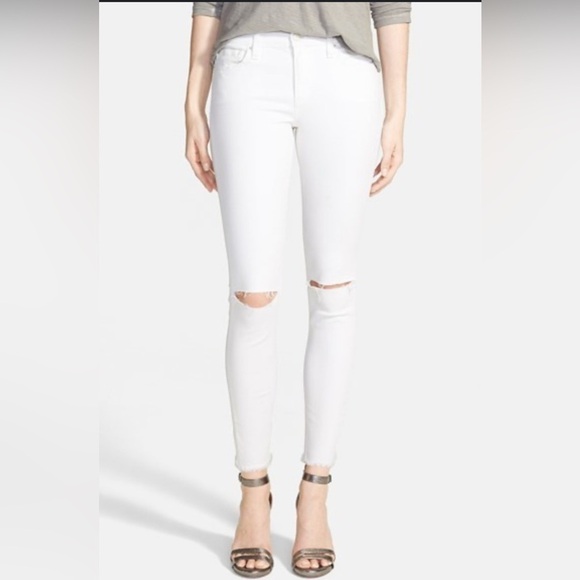Joe's Jeans Denim - Joes Jeans Finn Distressed Ankle Skinny Jeans White size 26 EUC